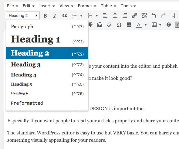 How to add headings in WordPress