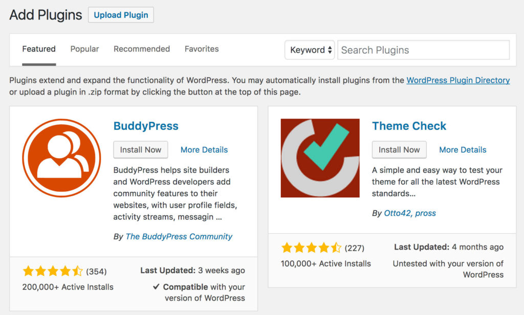 Search for WordPress plugins